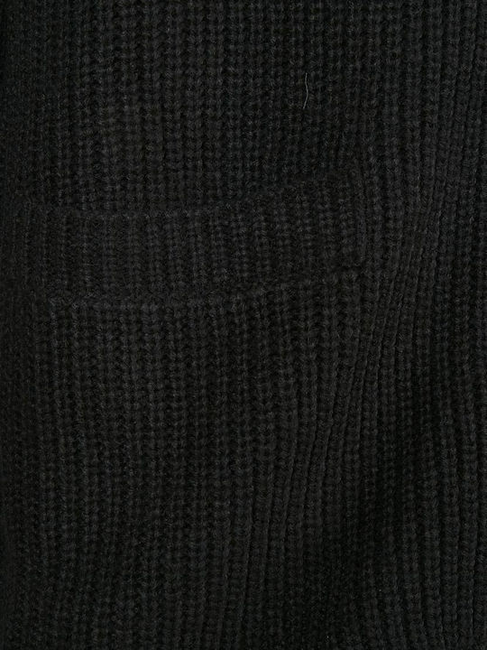 Men's Knitted Cardigan with Zipper Black