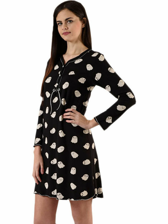 Zen Intimates Winter Women's Nightdress Black 84308