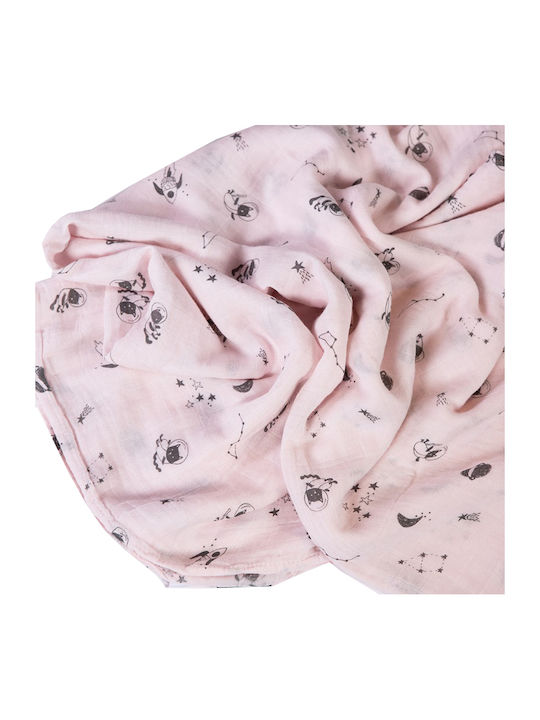 Minene Bamboo Space Musselin-Kuscheldecke Rosa 100x120cm.