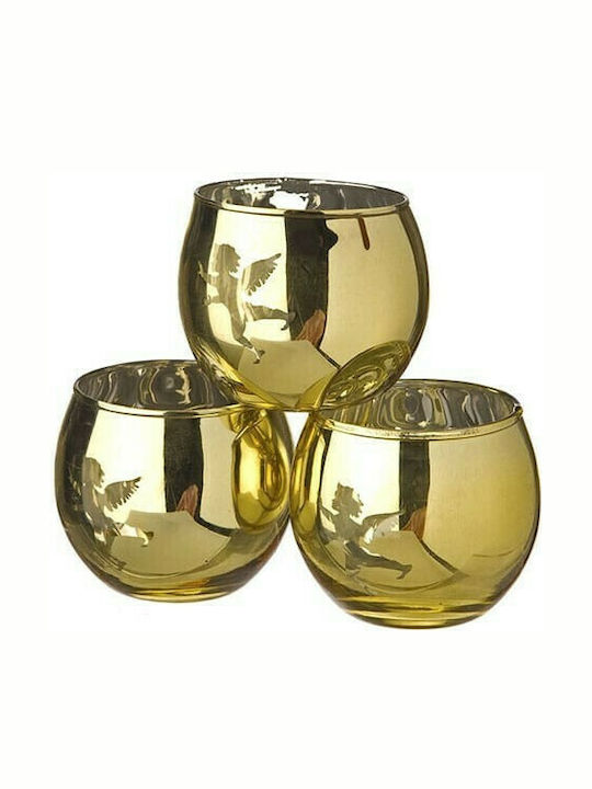 JK Home Decoration Christmas Glass Gold Candlestick 5cm 3pcs