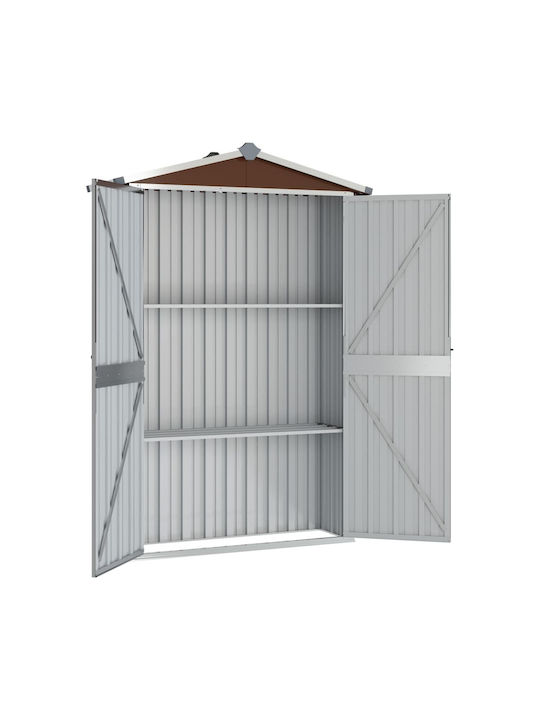 Metallic Galvanized Garden Warehouse with Double-Leaf Door & Air Vent Καφέ L1.07xW0.46xH1.83cm