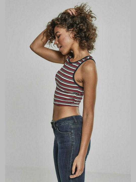 Urban Classics TB1931 Women's Summer Crop Top Sleeveless Striped Red/Navy/White