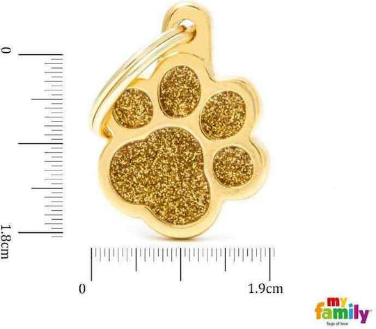 My Family Shine Paw Glitter Идентификационен знак за куче Лапа Златист 1.9x1.8см