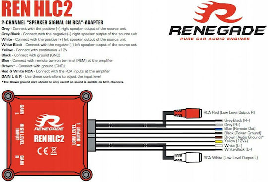 Renegade Car Audio Cablu Amplificator Auto REN HLC 2