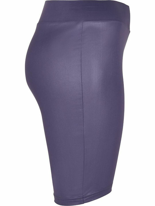Women's Legging Shorts Shiny & High Waisted Dark Dusk Violet