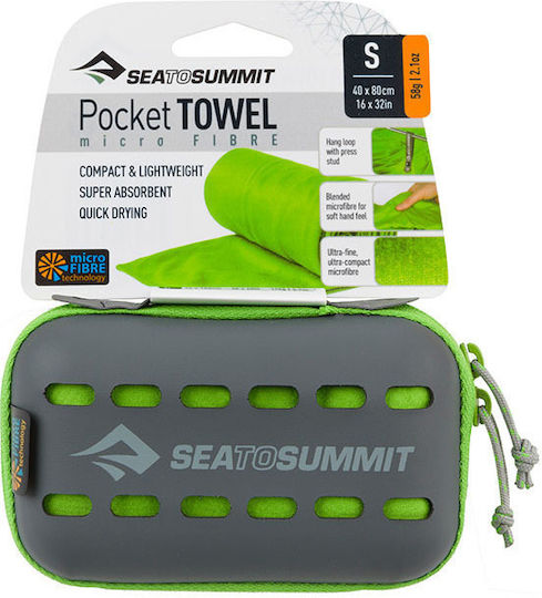 Sea to Summit Pocket Mikrofasertuch Gesicht in Etui Lime 100x50cm
