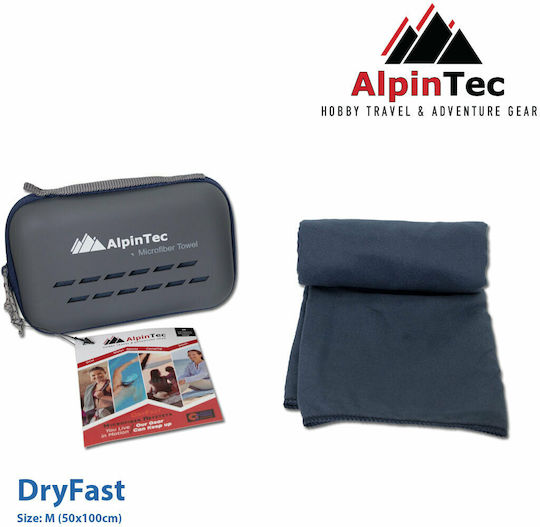 AlpinPro DryFast Microfiber Face Towel in Case Blue 100x50cm