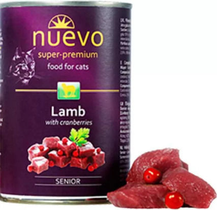 Nuevo Senior Wet Food for Senior Cats in Cans with Lamb Diet 200gr