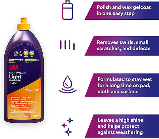 3M Perfect It Gelcoat Light Cutting Polish & Wax Гланц за Лодка 946ml