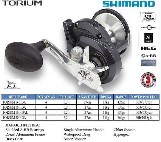Shimano Torium A Fischrolle für Vertikales Angeln / Trolling / Inchiku / Jigging / Shore Jigging / Langsames Jigging / Tai Gummi / Birnenblei Linkshänder