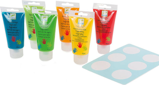 Djeco Finger paints in Tube Finger Paints Set 2+ 75ml 6pcs