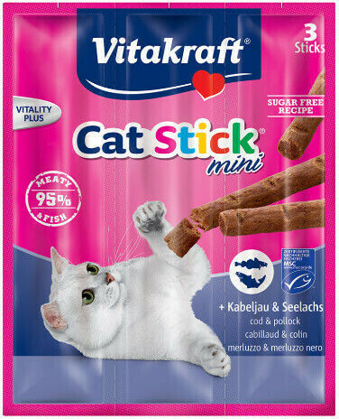 Vitakraft Cat Mini Лакомства на пръчка с Турция за Възрастни котки 3бр 18гр