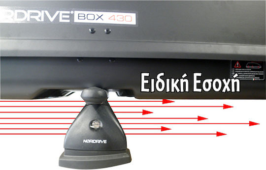 Nordrive Box 430 Μπαγκαζιέρα Οροφής Αυτοκινήτου 430lt Μαύρη με Ανάγλυφη Υφή