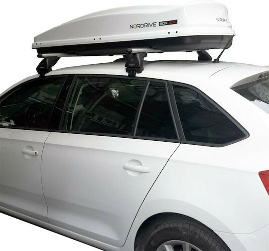 Nordrive Autodachträger Aluminium Box 430 für Skoda Rapid 5D 2013+ mit Dachträgerfüßen und Schloss
