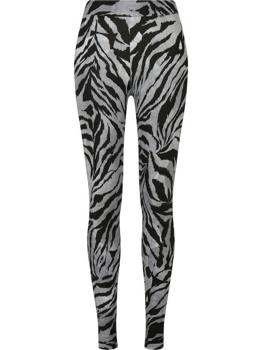 Women's Long Legging High Waisted Black Zebra