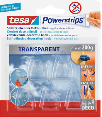 Tesa Plastic Hanger Kitchen Hook with Sticker Transparent 5pcs 58900-00013-03