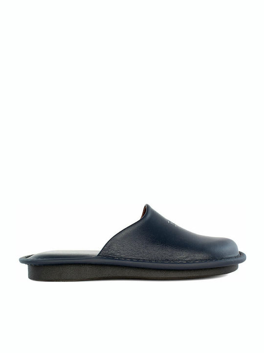 Men's Leather Slippers Blue