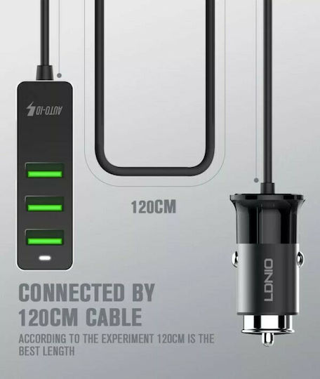 Ldnio C61 Car Charger 35W with Ports 4xUSB-A Black Color