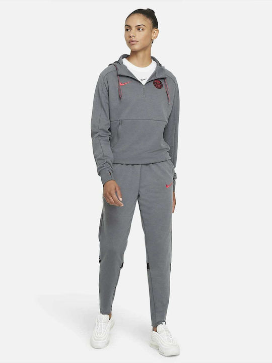 Dri-FIT Paris Saint-Germain Γυναικείο Φούτερ με Κουκούλα Γκρι