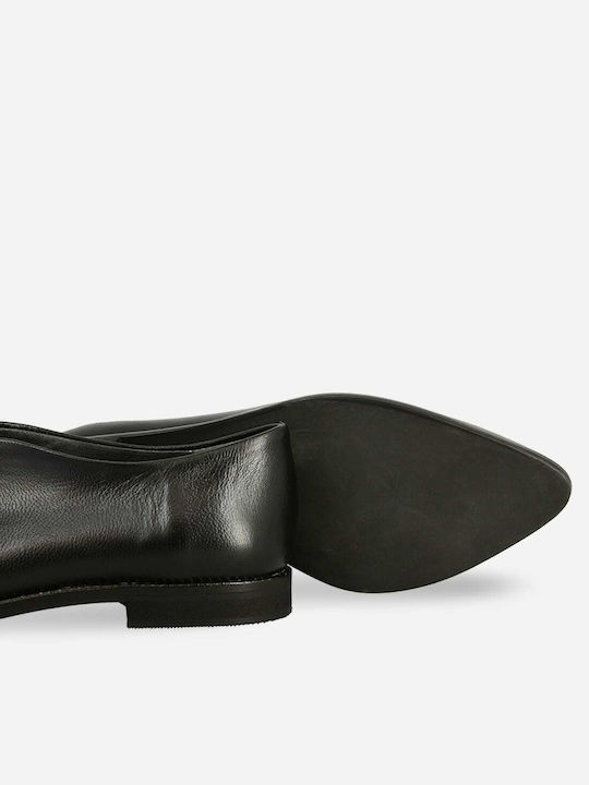 Leather Women's Moccasins in Black Color