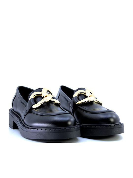 97L2 Leather Women's Moccasins in Black Color 97L2_NERO
