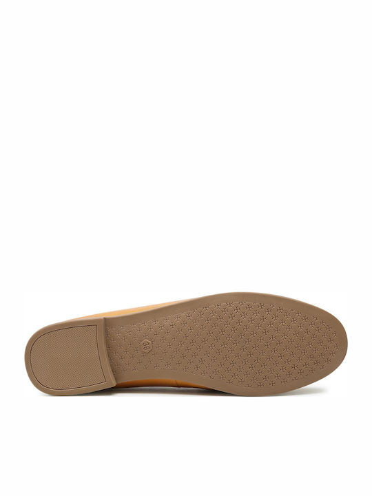 Leather Women's Loafers in Yellow Color 2-24210-26-615