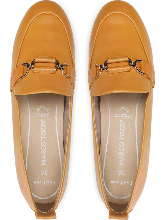 Leather Women's Loafers in Yellow Color 2-24210-26-615