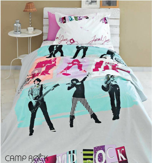 Palamaiki Set Pătură pentru copii Single cu Fășii de pernă Camp Rock Multicolor 170x250buc