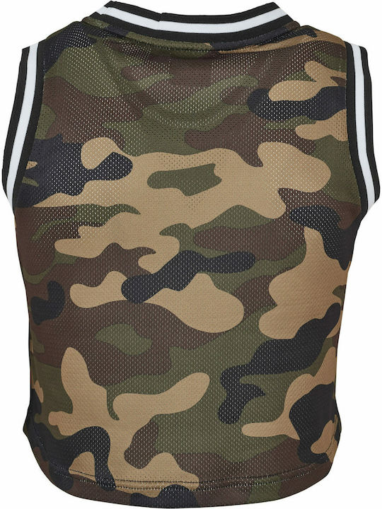 Bluze Damă de Vara Crop Top Fără Mânecă Wood Camo/Negru/Alb