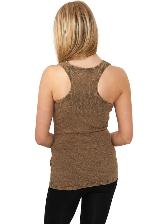 Urban Classics TB454 Damen Sommer Bluse Baumwolle Ärmellos Olive