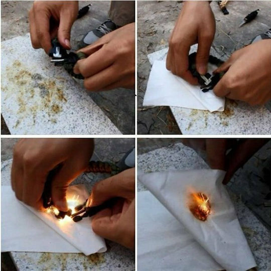 Βραχιόλι Επιβίωσης με Σφυρίχτρα, Πυξίδα, Μαχαίρι & Σχοινί Μαύρο