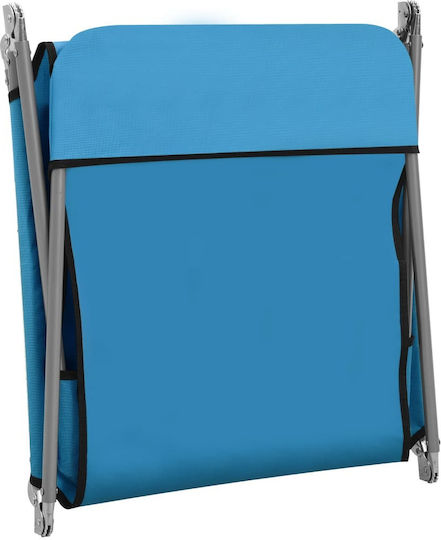 vidaXL Foldable Steel Beach Sunbeds Blue 182x55x24cm 2pcs