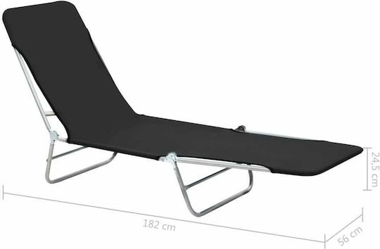 vidaXL Strandliegen Schwarz Faltbar 182x56x24.5cm. 2Stück