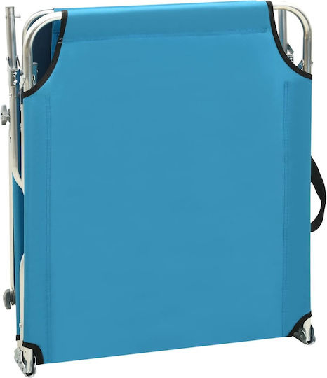 vidaXL Foldable Aluminum Beach Sunbed Blue with Shader 187x57.5x27cm