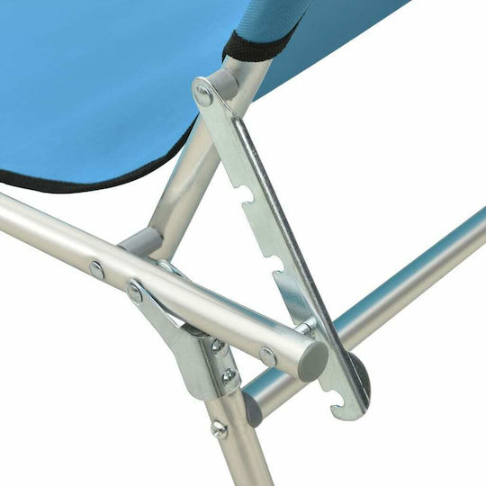 vidaXL Foldable Steel Beach Sunbed Light Blue with Shader 189x58x27cm
