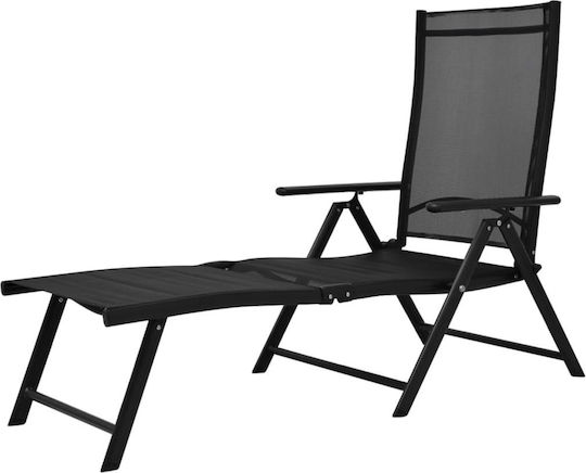 vidaXL Foldable Aluminum Beach Sunbed Black 178x63.5x96cm