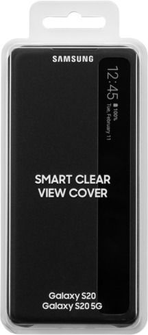 Samsung Clear View Cover Book Synthetic Leather / Plastic Black (Galaxy S20)