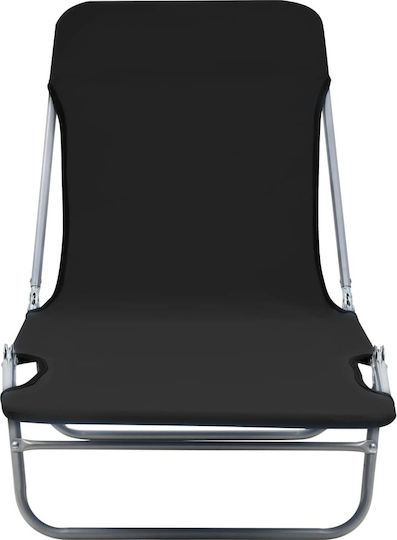 vidaXL Strandliegen Schwarz Faltbar 182x56x24.5cm. 2Stück