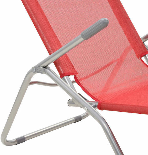 vidaXL Folding Beach Sunbeds Red Steel 142x60x97cm 2 Pieces