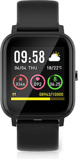 Nedis BTSW002BK 43mm Waterproof Smartwatch with Heart Rate Monitor (Black)