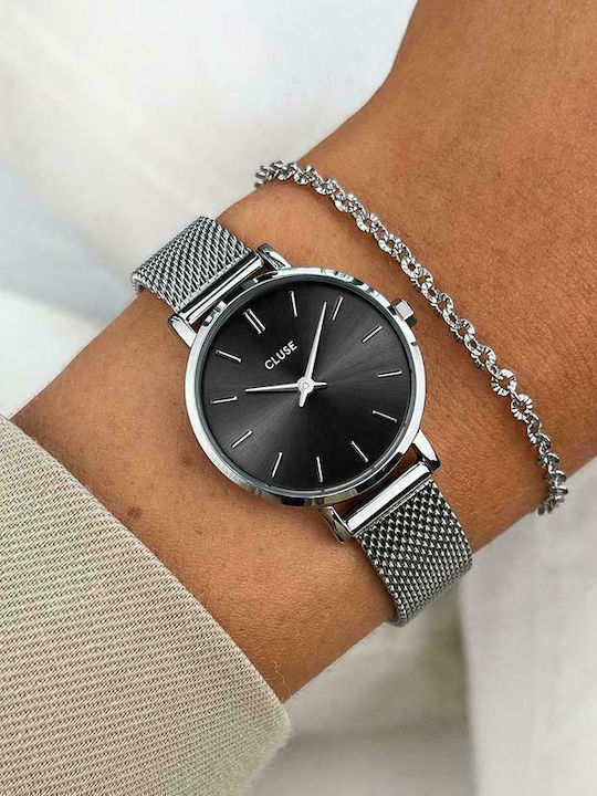 Cluse Boho Chic Petite Damen Uhr mit Silber Metallarmband