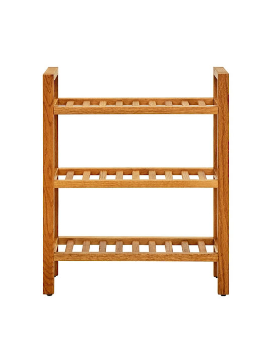 Suport pentru pantofi din Lemn Masiv cu 3 Rafturi Oak L50xW27xH60cm
