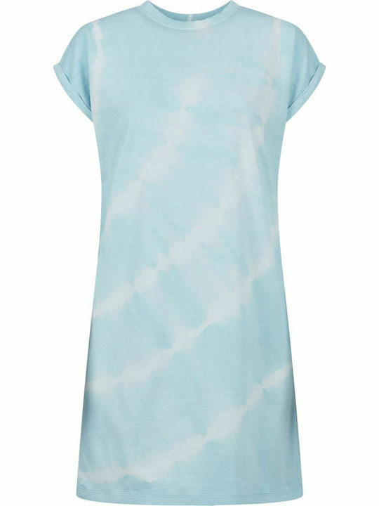 Summer Mini Athletic Dress T-Shirt Short Sleeve Light Blue