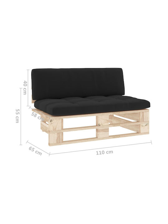 Two-Seater Sofa Outdoor from Pallets with Pillows 110x65x55cm