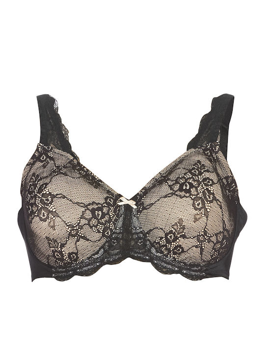 Contouring Sensation Minimizer Minimizer Bra without Padding Underwire Black