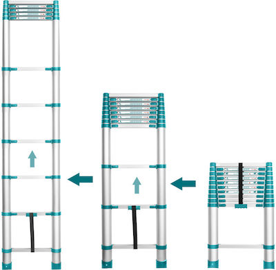 Total Telescopic Ladder Aluminum 6 of Steps with Maximum Height 1.98m THLAD08061