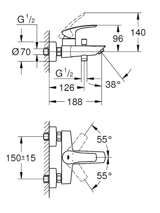 Grohe Start Ohm Mixing Bathtub Shower Faucet Silver