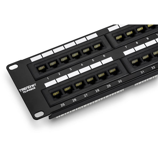 Trendnet Patch Panel Unshielded για Rack 2U 19" 48 Θυρών cat6 Μαύρο