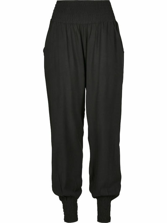 Femei Talie înaltă Din material textil Pantaloni cu elastic Neagră