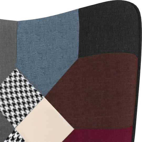 Μπερζέρα Περιστρεφόμενη με Υποπόδιο Patchwork 62x68x98cm